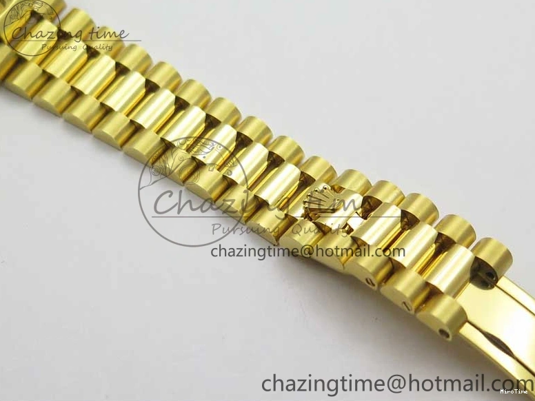 MiroTime 0408 Versatile Daydate 278288 31mm YG EWF Best Edition Green Malachite Dial Crystal Markers on YG President Bracelet ETA 2606